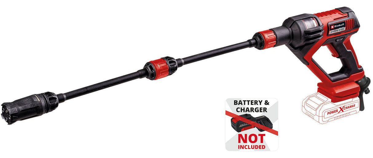 Pistol de spalat cu presiune pe acumulator Einhell HYPRESSO 18/24 - 1 Li - Solo Power X - Change (18 V, 24 bar, pentru curatare si udare portabila, 240 L/h, accesorii incluse, fara acumulator sau dispozitiv de incarcare Einhell - scule electrice si unelte profesionale - BricoMart