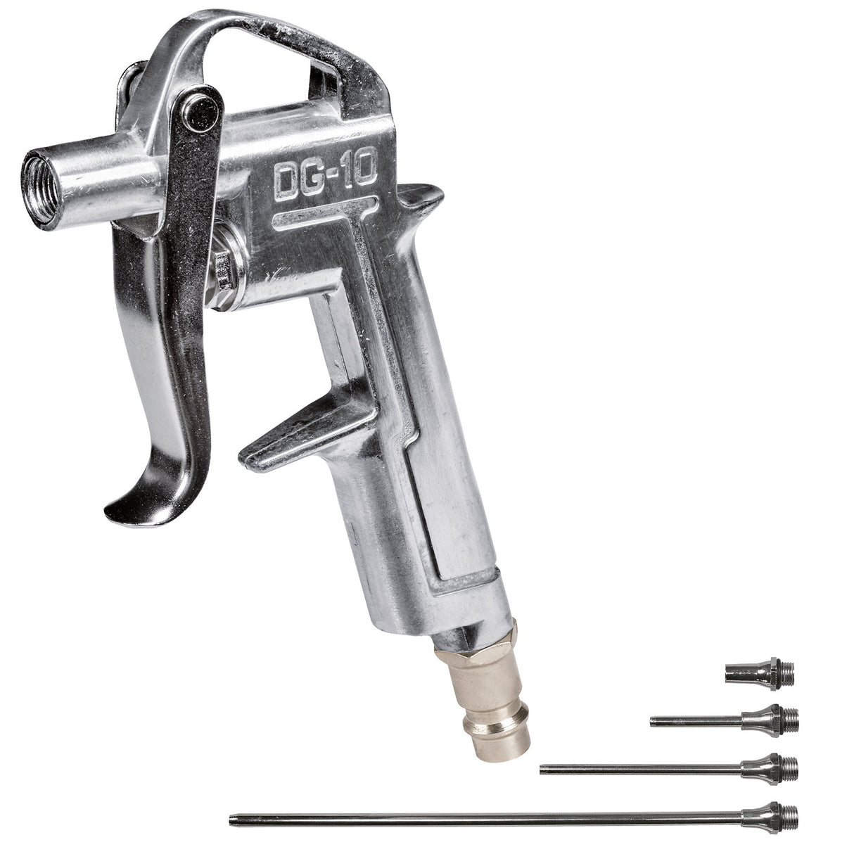 Pistol de suflat original Einhell cu 4 duze (accesorii pentru compresor, set de 5 piese, pentru 2 - 8 bar, incl. 4 duze: 20, 50, 95 si 220 mm) Einhell - scule electrice si unelte profesionale - BricoMart