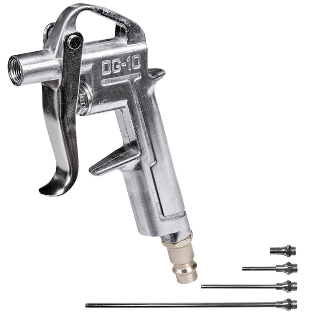 Pistol de suflat original Einhell cu 4 duze (accesorii pentru compresor, set de 5 piese, pentru 2 - 8 bar, incl. 4 duze: 20, 50, 95 si 220 mm) Einhell - scule electrice si unelte profesionale - BricoMart