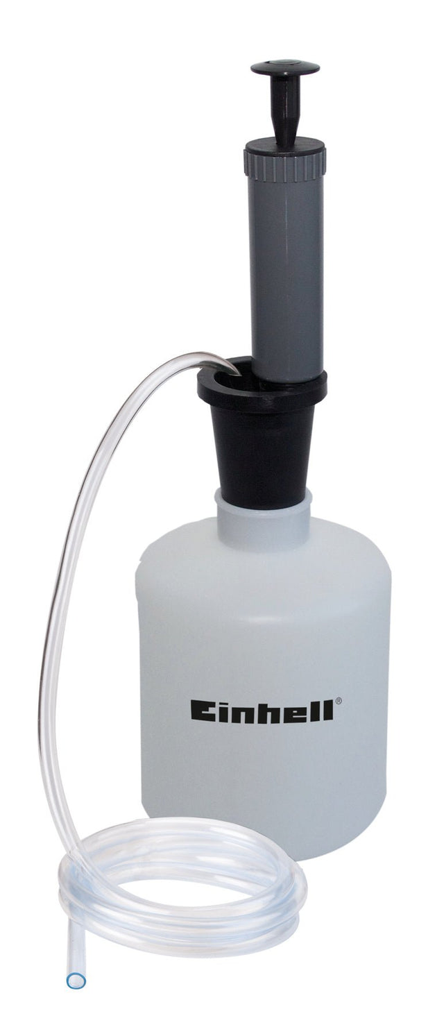 Pompa originala de aspirare a uleiului si benzinei Einhell, pentru pomparea benzinei si uleiului din rezervoare si butoaie, recipient de 1,6 litri, furtun de 1,3 m Einhell - scule electrice si unelte profesionale - BricoMart