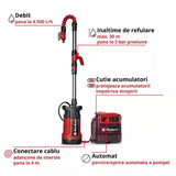 Pompa pe acumulator pentru apa curata Einhell GE-PP 36 RB-A Li-Solo PXC,36 V, presiune livrare 3 bar, debit 4500 l/h, inaltime refulare max. 30 m, pompa 2-in-1, inclusiv gat de lebada, fara baterie - imagine 4