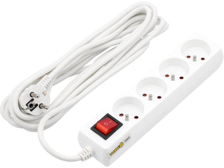 PRELUNGITOR CU INTRERUPATOR, 4 PRIZE CU IMPAMANTARE, 5M Vorel 72533 - Prelungitoare cu intrerupator, 5 m Vorel - scule electrice si unelte profesionale - BricoMart
