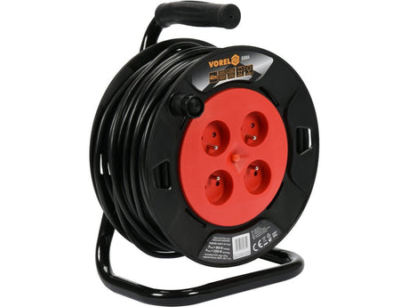 PRELUNGITOR PE TAMBUR, 4 PRIZE, 3X1MM2, 40M Vorel 82684 - Prelungitoare tambur Vorel - scule electrice si unelte profesionale - BricoMart