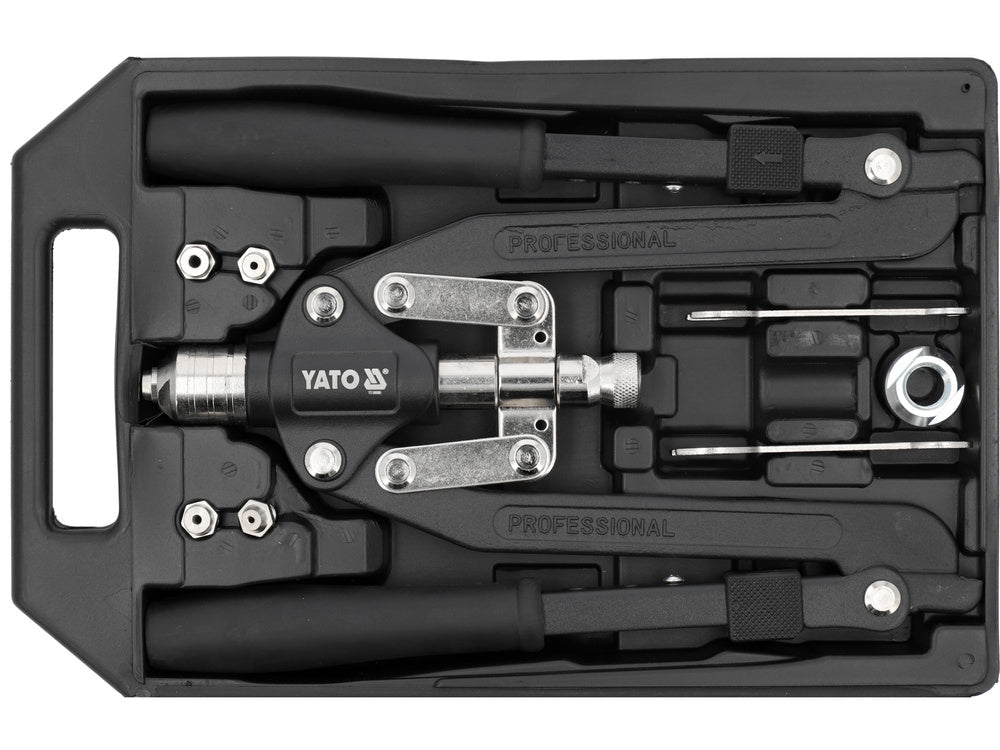 PRESĂ PENTRU NITUIT PROFESIONALA 2 ÎN 1 YATO YT - 36088 , nituri: 3,2, 4, 4,8, 6, 6,4 mm , piulițe nituibile: M4, M5, M6, M8, M10 YATO - scule electrice si unelte profesionale - BricoMart