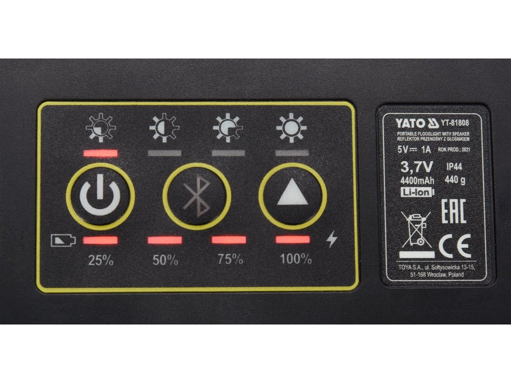 PROIECTOR PORTABIL CU DIFUZOR 2X15W 2000LM Yato YT - 81808 - 3W, 3.7V, 2 x 18650 Yato - scule electrice si unelte profesionale - BricoMart