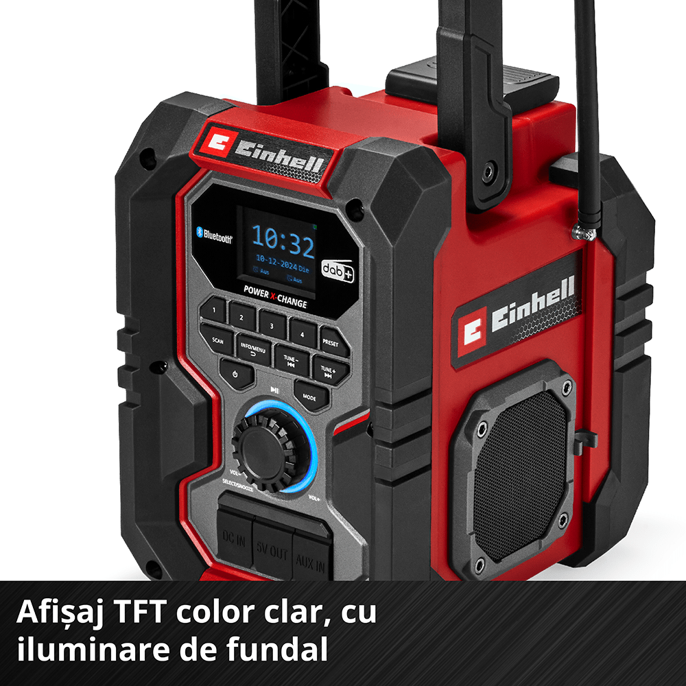 Radio fara fir Einhell TE - CR 18 Li DAB+/FM/BT - Solo - cablu 1.8 m, Softgrip, 10 W, USB BricoMart - scule electrice si unelte profesionale - BricoMart