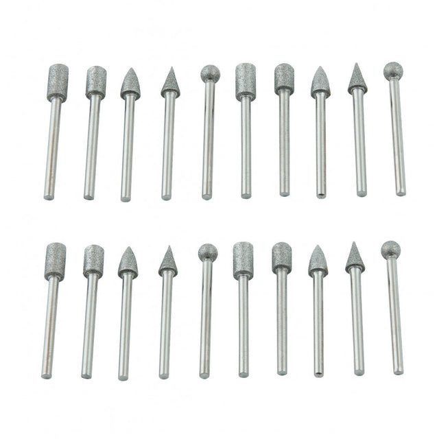 RAIDER 20Pcs/set ace ptr. slefuit biax Diametrul cozii: 3mm Cutie de transport transparenta Raider - scule electrice si unelte profesionale - BricoMart
