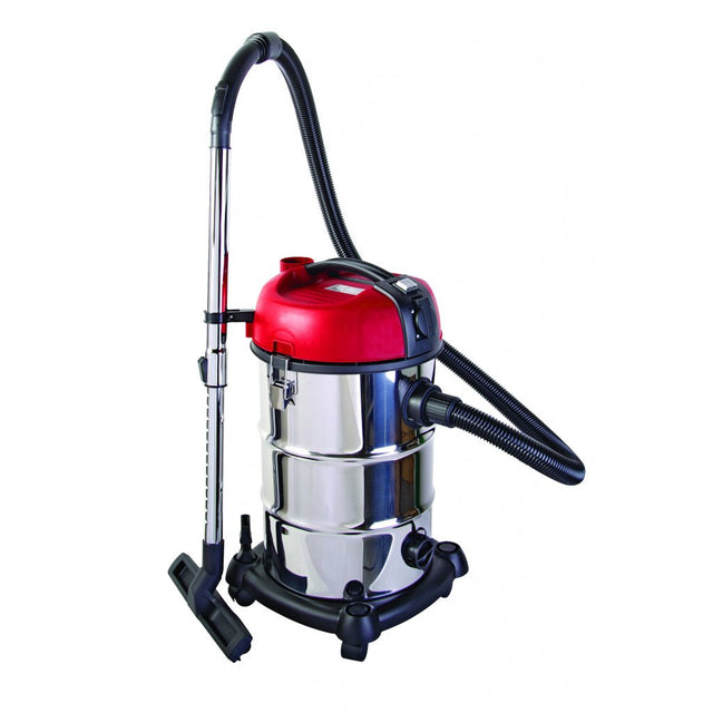 RAIDER Aspirator umed/uscat Raider 1300W 30L RD - WC04 Conteiner de INOX Priza pentru pornirea sincronizata cu alte masini electrice Filtru cu autocuratare Construit pe roti Raider - scule electrice si unelte profesionale - BricoMart