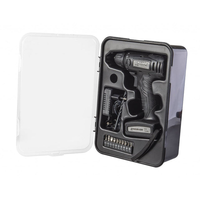 RAIDER Bormasina cu acumulator 12 V 1.5Ah 26Nm RDP - CDL30 BE Mandrina rapida Design ergonomic Iluminare cu LED Baterie încorporată Raider - scule electrice si unelte profesionale - BricoMart