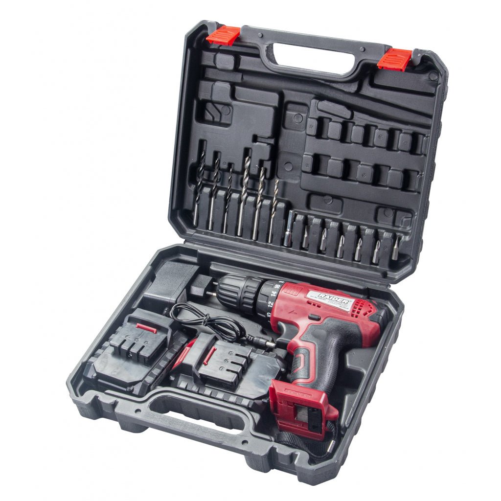 RAIDER Bormasina cu acumulator Li - ion 12V 2x1.5Ah 24Nm RD - CDL34 Mandrina fără cheie proiectată pentru burghie cu diametru de la 0,8 mm la 10 mm 18 + 1 trepte Schimbare rapidă și ușoară Raider - scule electrice si unelte profesionale - BricoMart