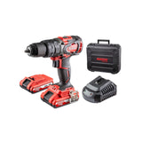RAIDER Bormasina cu percutie fara perii 20V 2x2Ah 62Nm RDI - CDB02 Mandrina automata metalica cu sistem Controlul cuplului Functie de gaurire Comutator viteze Motor fara perii 2 - acumulato Raider - scule electrice si unelte profesionale - BricoMart
