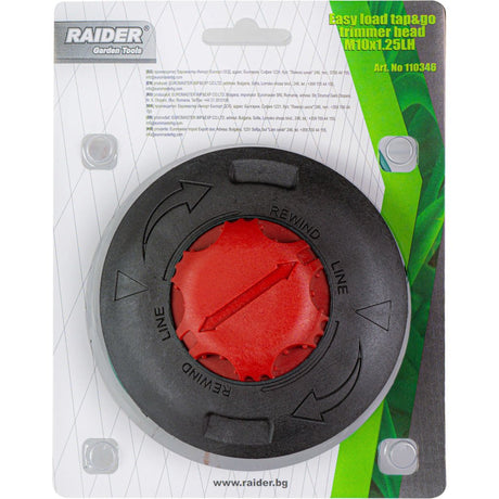 RAIDER Cap de motocoasa cu incarcare usoara M10x1.25LH PA RD Capat de banda din plastic, cu bucla. Design ergonomic si confortabil. Prevazut cu clips pentru prindere la curea. Raider - scule electrice si unelte profesionale - BricoMart