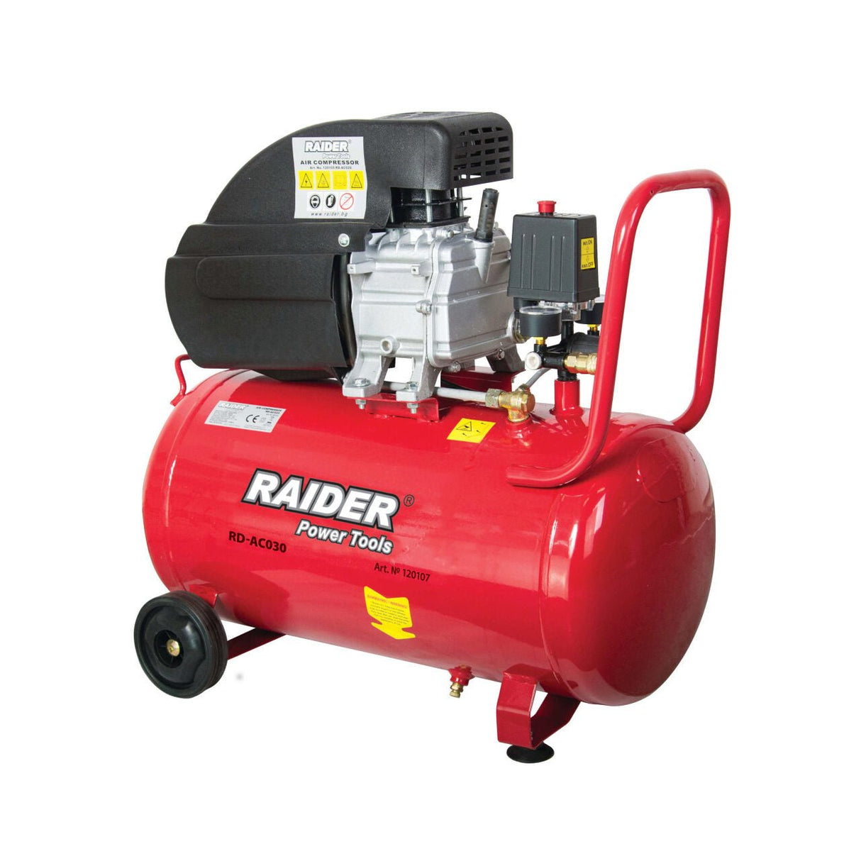 RAIDER Compresor 2НР / 50l RD - AC02 Compresorul de aer Raider Power Tools RD - AC02, cu motor de 2 CP și rezervor de 50L, este un echipament portabil și efici Raider - scule electrice si unelte profesionale - BricoMart