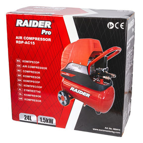 RAIDER Compresor aer 24L 1.5kW RDP - AC15 Compresorul de aer Raider Power Tools RD - AC15, cu motor de 2 CP și rezervor de 24L, este un echipament portabil și efici Raider - scule electrice si unelte profesionale - BricoMart