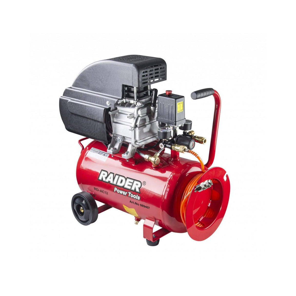 RAIDER Compresor de aer 24 L x 1.5 Kw RD - AC12 RD - AC12 este echipat cu trei conexiuni rapide: Primul este direct de la evacuarea rezervorului Al 2 - lea este după reduce Raider - scule electrice si unelte profesionale - BricoMart