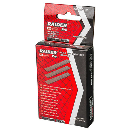 RAIDER Cuie RDP-SST20 20x1.08mm Tip 47 1000buc Potrivit pentru RDP-SST20 Cuie galvanizate Galvanizate la cald Raider - scule electrice si unelte profesionale - BricoMart
