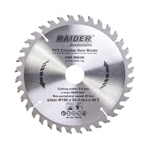 RAIDER Disc circular pentru lemn 190х36Тх30mm Potrivit pentru taierea lemnului Pastile din carburi Raider - scule electrice si unelte profesionale - BricoMart