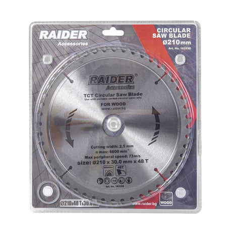 RAIDER Disc circular pentru lemn 210х48Тх30mm Potrivit pentru taierea lemnului Pastile din carburi Raider - scule electrice si unelte profesionale - BricoMart