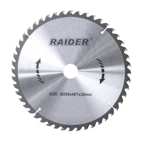 RAIDER Disc circular pentru lemn 250x48Tx30mm Potrivit pentru taierea lemnului Pastile din carburi Raider - scule electrice si unelte profesionale - BricoMart