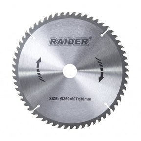 RAIDER Disc circular pentru lemn 250x60Tx30mm Potrivit pentru taierea lemnului Pastile din carburi Raider - scule electrice si unelte profesionale - BricoMart