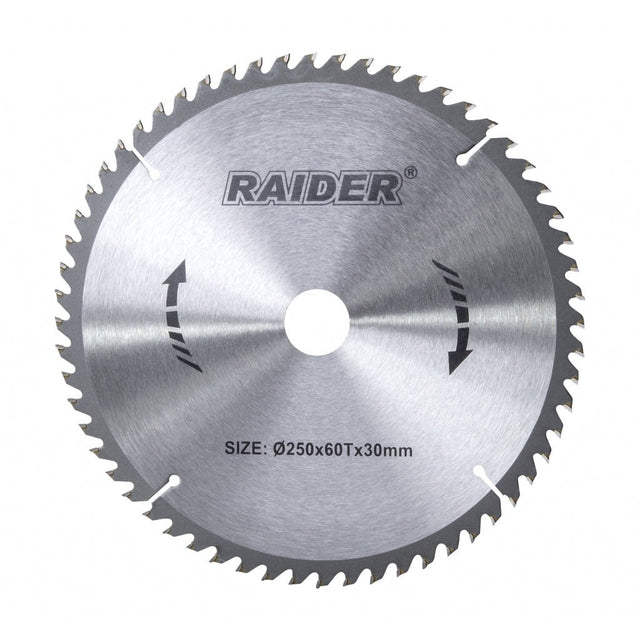 RAIDER Disc circular pentru lemn 250x60Tx30mm Potrivit pentru taierea lemnului Pastile din carburi Raider - scule electrice si unelte profesionale - BricoMart