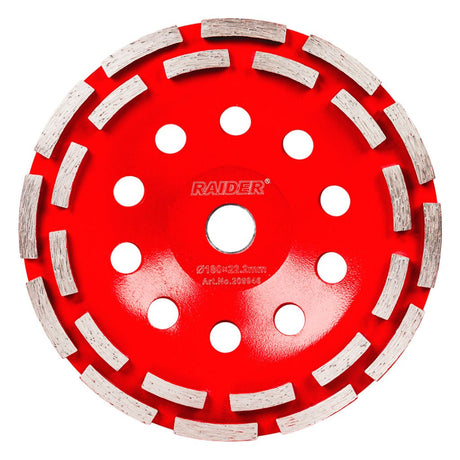 RAIDER Disc diamantat pentru slefuit 125x22.2mm B Turbo Designul cu rând dublu asigură o durată de viață extinsă la șlefuirea betonului. Echilibrul precis al segmentelor garant Raider - scule electrice si unelte profesionale - BricoMart