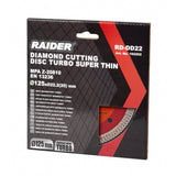 RAIDER Disc diamantat TURBO super - subtire 125x22.2 mm RD - DD22 Profil turbo special 10.5 mm Stratul de diamant Raider - scule electrice si unelte profesionale - BricoMart