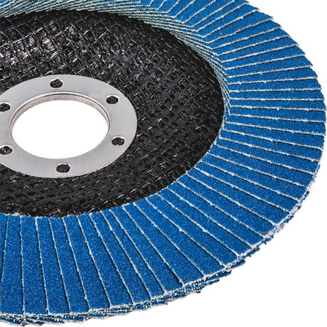 RAIDER Disc lamelar zirconiu 125mm G-120 Granule abrazive de zirconiu care oferă durabilitate Granulație G-120 Construcția lamelară permite o răcire mai bună în Raider - scule electrice si unelte profesionale - BricoMart