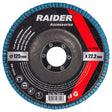 RAIDER Disc lamelar zirconiu 125mm G-150 Granule abrazive de zirconiu care oferă durabilitate Granulație G-150 Construcția lamelară permite o răcire mai bună în Raider - scule electrice si unelte profesionale - BricoMart