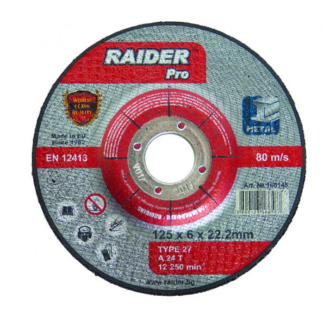 RAIDER Disc pentru slefuit metal 180х6.0х22.2mm RDP Disc pentru polizat metal Potrivit pentru taierea pietrei Viteza periferica maxima: 80 m / s Raider - scule electrice si unelte profesionale - BricoMart