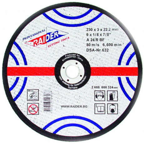 RAIDER Disc pentru taiat metal 115х3.2х22.2mm Disc pentru taierea metalelor Viteza periferica maxima: 80 m / s Raider - scule electrice si unelte profesionale - BricoMart