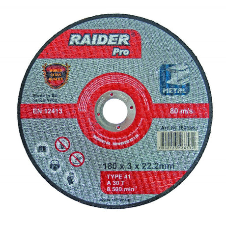 RAIDER Disc pentru taiat metal 180х3.0х22.2mm RDP Disc pentru taierea metalelor Viteza periferica maxima: 80 m / s Raider - scule electrice si unelte profesionale - BricoMart
