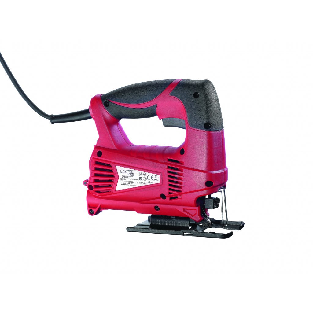 RAIDER Fierastrau pendular 450W 65mm RDI - JS29 Buton de mentinere a comutatorului pe pozitia ON - pentru comoditate în timpul funcționării prelungite Functie pendulare Raider - scule electrice si unelte profesionale - BricoMart