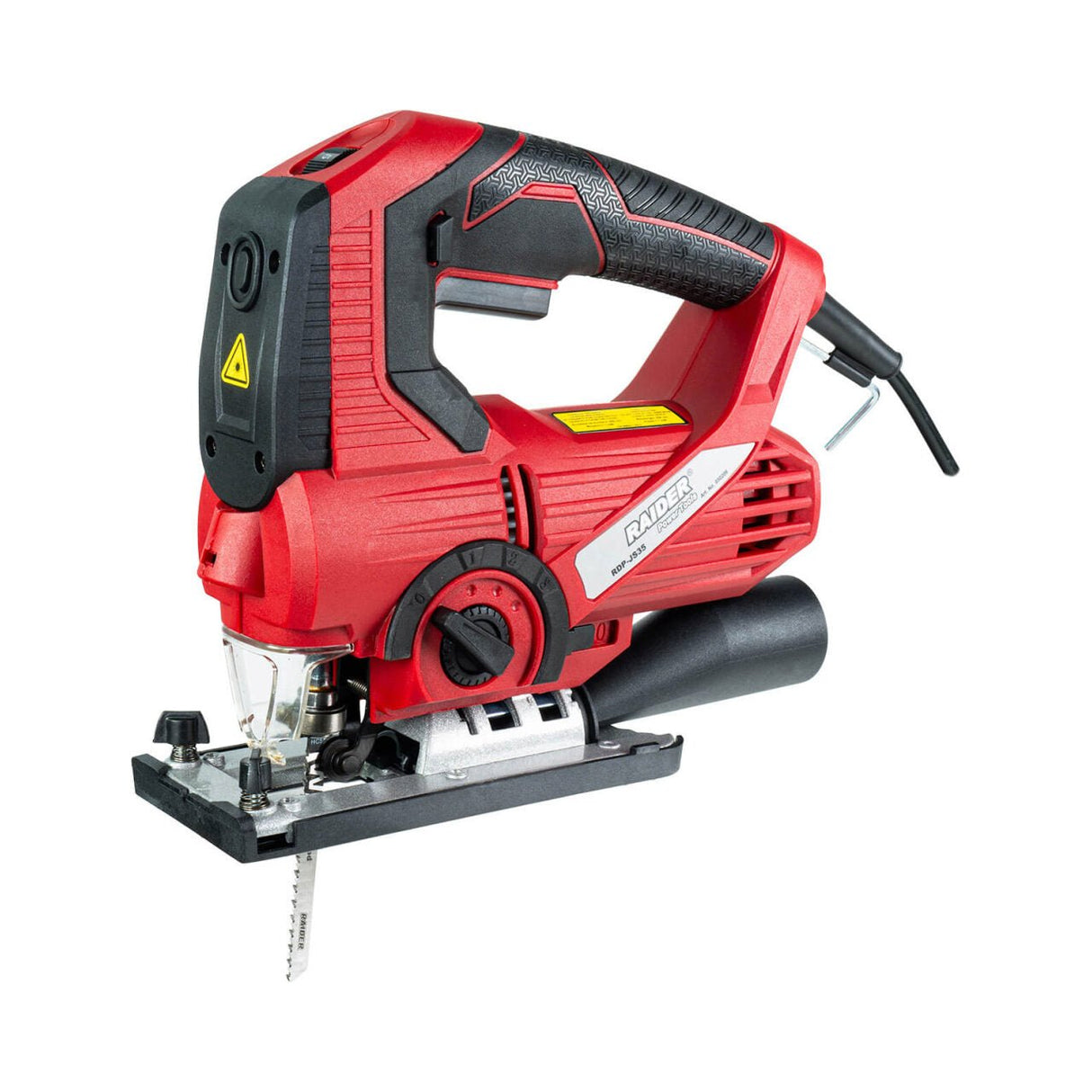 RAIDER Fierastrau pendular 850W 100mm laser LED valiza RDP - JS35 Sistem rapid de schimbare a lamei Unghi de reglaj 0° +45° Viteza ajustabila Adaptor colector praf Functie pendulare cu 3 Raider - scule electrice si unelte profesionale - BricoMart