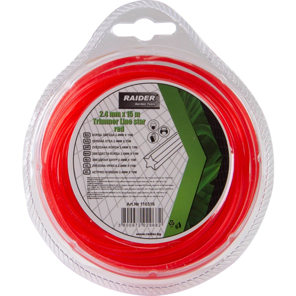 RAIDER Fir tip stea pentru motocoasa 2.4mm х 15m rosu Firul stea tridimensional este special conceput pentru o funcționare de lungă durată și eficientă Acest tip de fir are o Raider - scule electrice si unelte profesionale - BricoMart