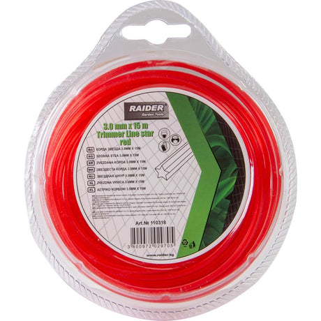 RAIDER Fir tip stea pentru motocoasa 3.0mm х 15m rosu Firul stea tridimensional este special conceput pentru o funcționare de lungă durată și eficientă Acest tip de fir are o Raider - scule electrice si unelte profesionale - BricoMart
