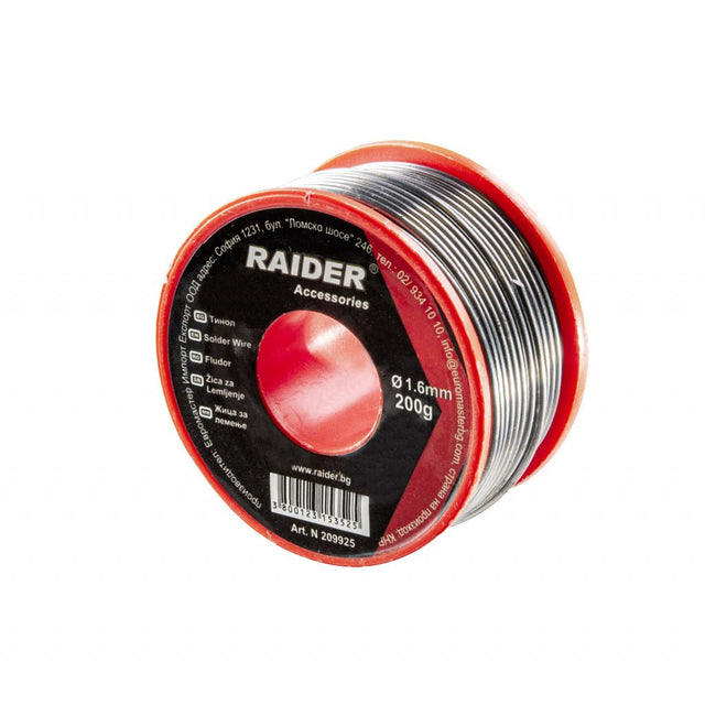 RAIDER Fludor ø1.6mm 200g 60%Sn 40%Pb Proiectat pentru lipirea metalelor Raider - scule electrice si unelte profesionale - BricoMart