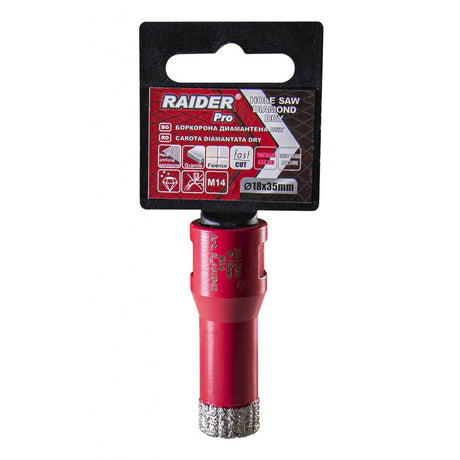 RAIDER Freza diamantata pentru frezare uscata M14 x 18 mm Utilizare indelungata Taiere extrem de rapida Taiere fara apa Carotele de gaurire sunt proiectate sa fie montate pe poli Raider - scule electrice si unelte profesionale - BricoMart