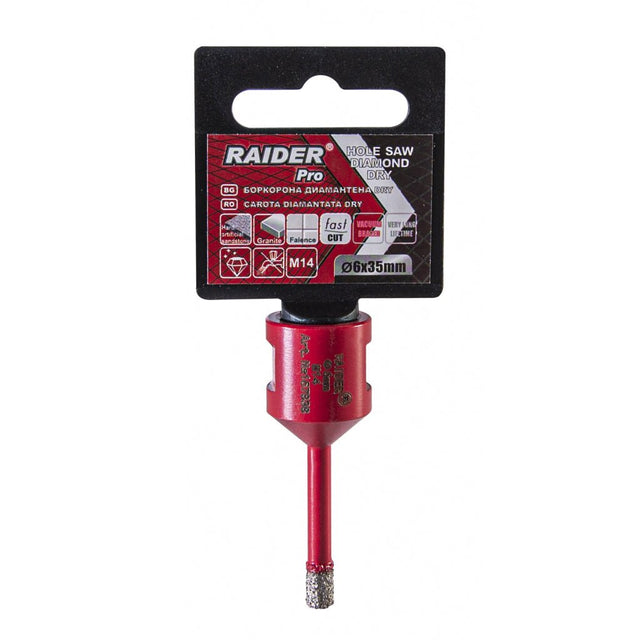 RAIDER Freza diamantata pentru frezare uscata M14 x 6 mm Utilizare indelungata Taiere extrem de rapida Taiere fara apa Carotele de gaurire sunt proiectate sa fie montate pe poli Raider - scule electrice si unelte profesionale - BricoMart