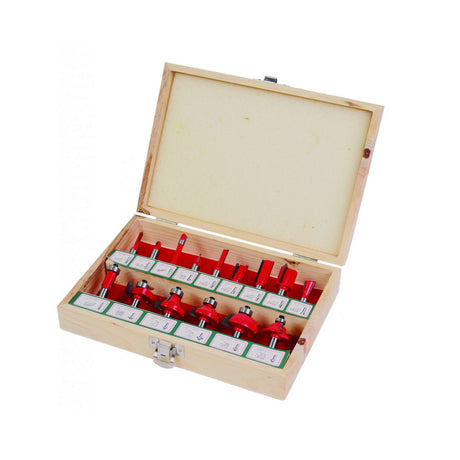 RAIDER Freze profilate Router bits ø8mm set 15pcs Cutie de depozitare din lemn Raider - scule electrice si unelte profesionale - BricoMart