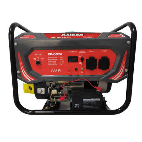 RAIDER Generator benzină 2.8kW pornire electrica RD - GG26 Motor puternic în patru timpi, cu cilindree de 212 cm³, care asigură performanțe ridicate. Sistem de aprindere fără cont Raider - scule electrice si unelte profesionale - BricoMart