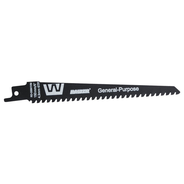 RAIDER Lama fierastrau sabie universala 150mm 4,3mm6TPI RD - GS641HM Cuțitul RD - GS641HM este proiectat pentru a tăia o gamă largă de materiale, inclusiv lemn, metal, plastic și materiale co Raider - scule electrice si unelte profesionale - BricoMart
