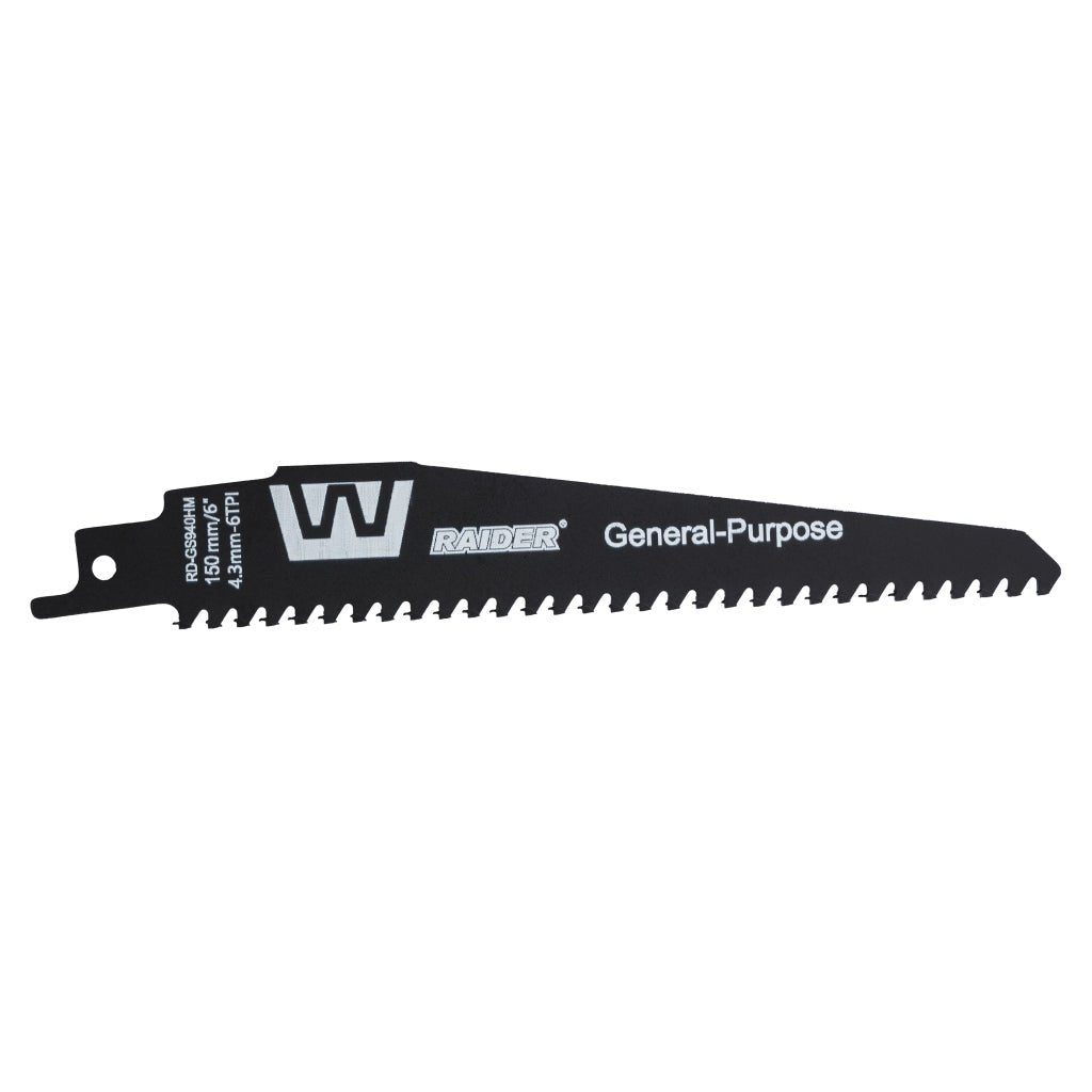 RAIDER Lama fierastrau sabie universala 150mm 4,3mm6TPI RD-GS940HM Cuțitul RD-GS940HM este conceput pentru a tăia o gamă variată de materiale, inclusiv lemn, metal, plastic și compozite C Raider - scule electrice si unelte profesionale - BricoMart