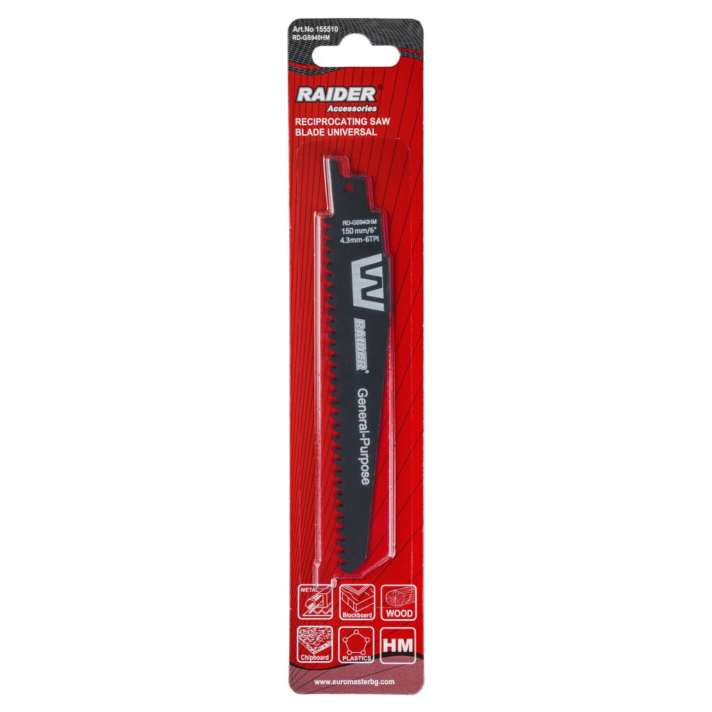 RAIDER Lama fierastrau sabie universala 150mm 4,3mm6TPI RD-GS940HM Cuțitul RD-GS940HM este conceput pentru a tăia o gamă variată de materiale, inclusiv lemn, metal, plastic și compozite C Raider - scule electrice si unelte profesionale - BricoMart