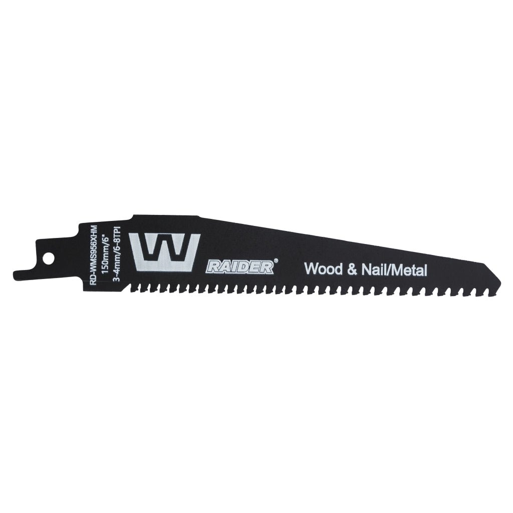 RAIDER Lama fierastrau sabie W&N 150mm 3-4mm 6-8TPI RD-WMS956XHM Cuțitul W&M RD-WMS956XHM este proiectat pentru tăierea eficientă a metalului și lemnului Cu o lungime de 150 mm, asigură Raider - scule electrice si unelte profesionale - BricoMart