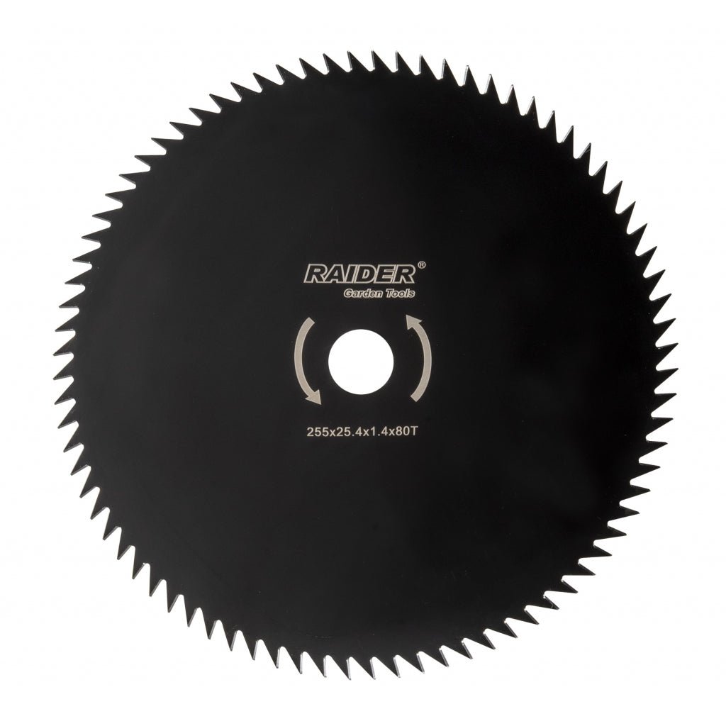 RAIDER Lama pentru motocoasa 80T ø255x25.4 mm Potrivit pentru trimere cu motor termic Raider - scule electrice si unelte profesionale - BricoMart