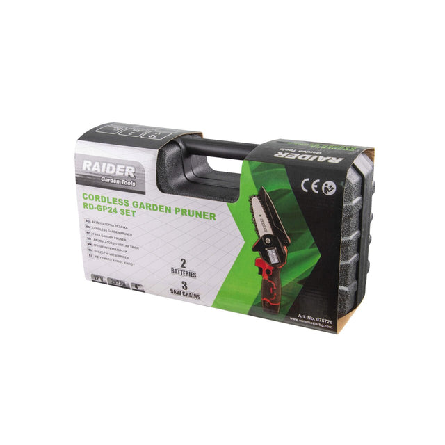 RAIDER Mini - fierastrau de gradina 12V 4” 2x2Ah cu 3 lanturi in cuti Cu designul său compact, RD - GP24 este usor de utilizat fara sa forteze incheietura utilizatorului Protecție pentru a pre Raider - scule electrice si unelte profesionale - BricoMart
