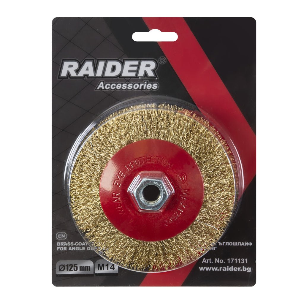 RAIDER Perie conica din sarma alamita ø125mm pt polizor unghiular Raider - scule electrice si unelte profesionale - BricoMart