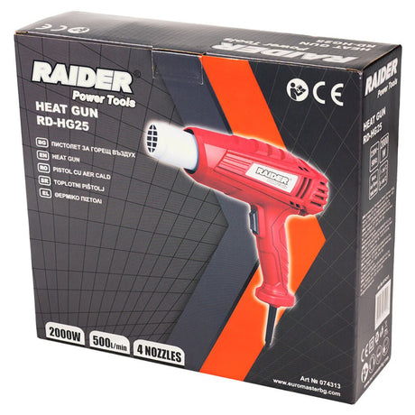 RAIDER Pistol aer cald 2000W 2 trepte 4 duze RD - HG25 Maner ergonomic 2 trepte Raider - scule electrice si unelte profesionale - BricoMart