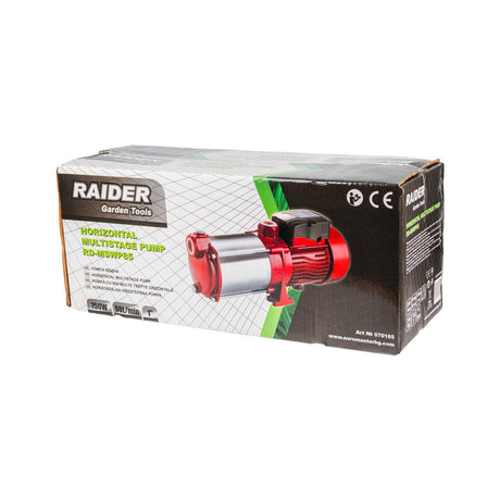 RAIDER Pompa multietajata orizontala 750W 1" 90L/min 45m RD - MSWP85 Această pompă are patru turbine care asigură o eficiență ridicată a pompei. Turbinele cresc presiunea apei, permițând po Raider - scule electrice si unelte profesionale - BricoMart